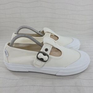 Vans Womens Style 93 Mary Jane Beige Linen Canvas Buckle Shoes Chunky Size 8.5